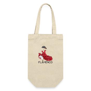 Flamenco Tänzerin - Geschenkbeutel für Flaschen - Natur - Vorne