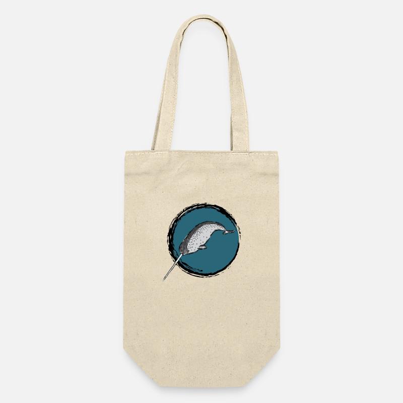 Narwal / Narwhal Design II - Geschenkbeutel für Flaschen - Natur