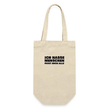 ICH HASSE MENSCHEN FICKT EUCH ALLE - Geschenkbeutel für Flaschen - Natur - Vorne