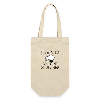 Zu Hause ist wo meine Schafe sind - Geschenkbeutel für Flaschen - Natur - Vorne