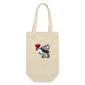 Raton laveur mignon avec cadeau coeur et amour - Sac à bouteille - nature - Devant