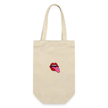 Stuck out tongue with piercing mask mouthguard - Gift Bag for Bottles - nature - Front