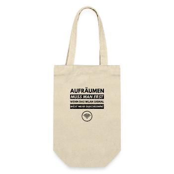 Aufräumen Wlan Signal Wifi Nerd Geek Geschenk Fun - Geschenkbeutel für Flaschen - Natur - Vorne