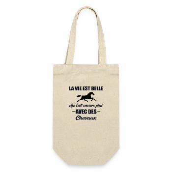 La vie est belle t-shirt cadeau citation équestre - Sac à bouteille - nature - Devant