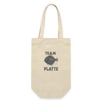 Team Platte Plattfisch Brandungsangln Scholle - Geschenkbeutel für Flaschen - Natur - Vorne