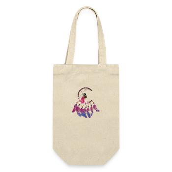 Traumfänger mit Federn und Blumen Meditation Yoga - Geschenkbeutel für Flaschen - Natur - Vorne