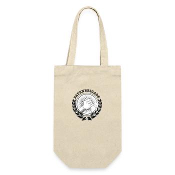 PATENBRIGADE Logo (schwarz) - Geschenkbeutel für Flaschen - Natur - Vorne