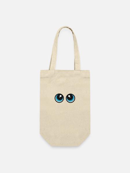 süße Augen Mimik süß Baby Blick Geschenk - Geschenkbeutel für Flaschen - Natur