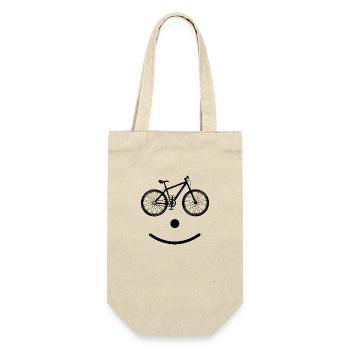 Bike Smile T-Shirt Radfahrer Geschenkidee - Geschenkbeutel für Flaschen - Natur - Vorne