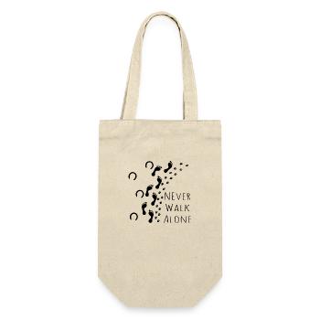 Never Walk Alone Pferd Mensch Hund - Geschenkbeutel für Flaschen - Natur - Vorne