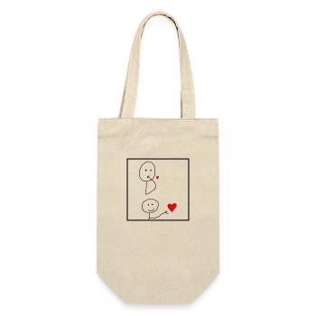 Stickman kiss blow - Geschenkbeutel für Flaschen - Natur - Vorne