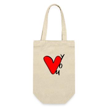 Red Heart Liebespaar Valentinstag Geschenk - Geschenkbeutel für Flaschen - Natur - Vorne