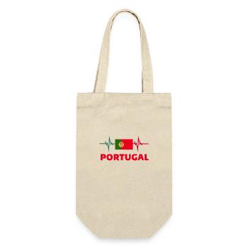 Portugal Fußball 2022 Herzschlag Portugal - Geschenkbeutel für Flaschen - Natur - Vorne