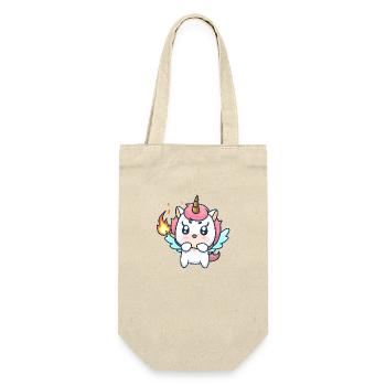 00230 verzücktes Einhorn mit Flügel und Feuer - Geschenkbeutel für Flaschen - Natur - Vorne