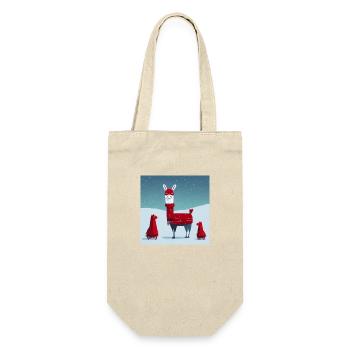 Cute Llama Red-White Christmas Scarf - Gift Bag for Bottles - nature - Front