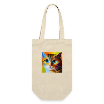 Abstraktes Katzenporträt - Geschenkbeutel für Flaschen - Natur - Vorne