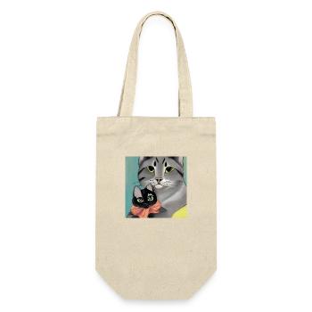 Mutter von Katzen - Geschenkbeutel für Flaschen - Natur - Vorne