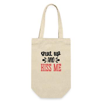 Shut Up and Kiss me - Geschenkbeutel für Flaschen - Natur - Vorne