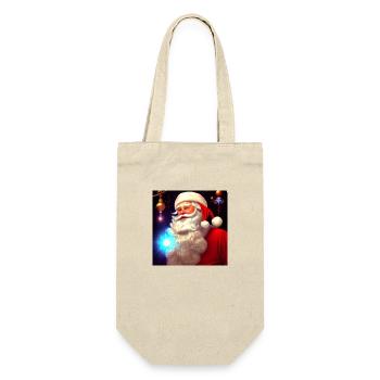 Weihnachtsmann Nikolaus Santa Claus Weihnachten - Geschenkbeutel für Flaschen - Natur - Vorne