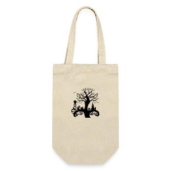 Helloween Tree with Houses - Geschenkbeutel für Flaschen - Natur - Vorne