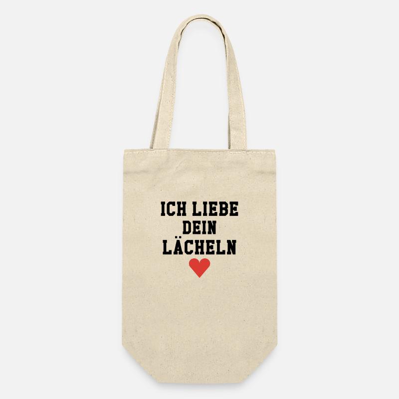 Ich liebe dein Lächeln - Geschenkbeutel für Flaschen - Natur