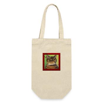 Katzenportrait 5 - Geschenkbeutel für Flaschen - Natur - Vorne