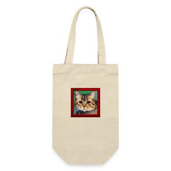 Katzenportrait 6 - Geschenkbeutel für Flaschen - Natur - Vorne