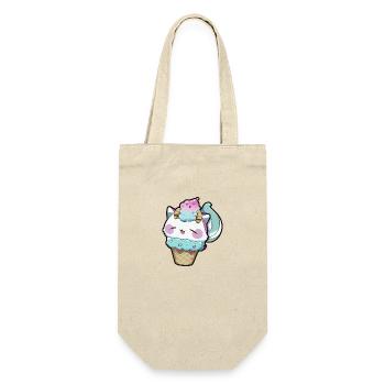 Cute Ice Cream Waffle Anime Cat Manga Cartoon - Gift Bag for Bottles - nature - Front
