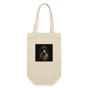 süßer schwarzer hund mit goldener halskette - Geschenkbeutel für Flaschen - Natur - Vorne