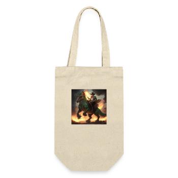 Cowboy riding T Rex - Geschenkbeutel für Flaschen - Natur - Vorne