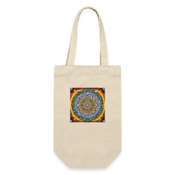 Mandala Sonne - Geschenkbeutel für Flaschen - Natur - Vorne