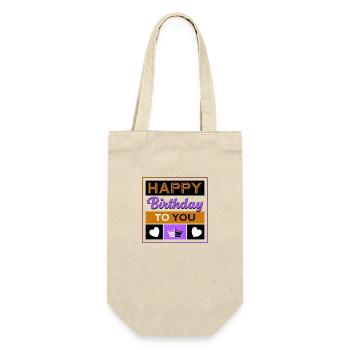 Happy Birthday to you 2023 1 - Geschenkbeutel für Flaschen - Natur - Vorne