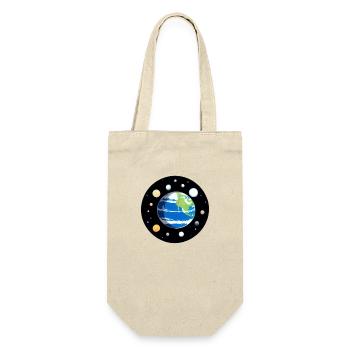 Süße Cartoon Darstellung des Planeten Erde 7 - Geschenkbeutel für Flaschen - Natur - Vorne