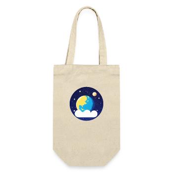 Süße Cartoon Darstellung des Planeten Erde 6 - Geschenkbeutel für Flaschen - Natur - Vorne