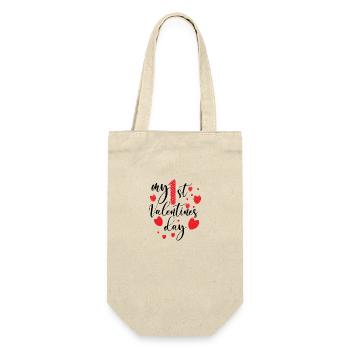Mein erster Valentins Tag - Geschenkbeutel für Flaschen - Natur - Vorne