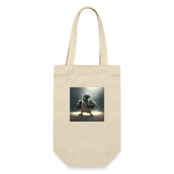 Pinguin Kämpfer - Geschenkbeutel für Flaschen - Natur - Vorne