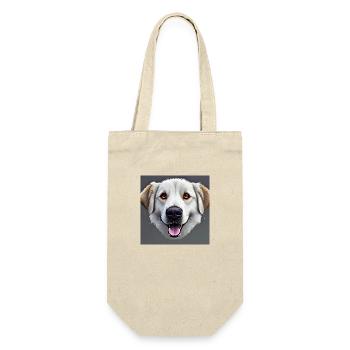 weisser Hundekopf traurig schauend - Geschenkbeutel für Flaschen - Natur - Vorne