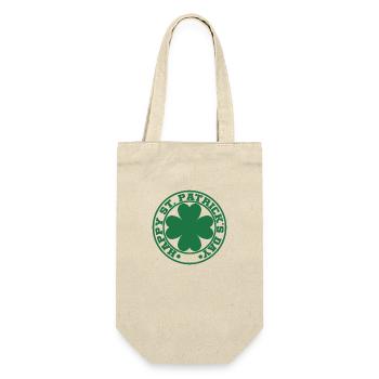 St. Patrick's Day Geschenk Kleeblatt Männer, Frauen, Kinder - Geschenkbeutel für Flaschen - Natur - Vorne