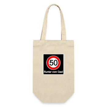 50 - Runter vom Gas! - Geschenkbeutel für Flaschen - Natur - Vorne