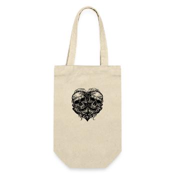 Heart of Two Skulls Tattoo Tribal Style - Gift Bag for Bottles - nature - Front