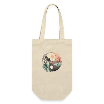 Ying Yang - Berge / Strand - Geschenkbeutel für Flaschen - Natur - Vorne