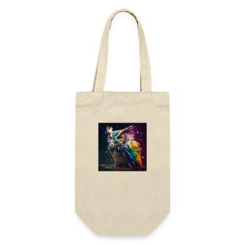 Farbige Eule, einzigartiges Design - Geschenkbeutel für Flaschen - Natur - Vorne