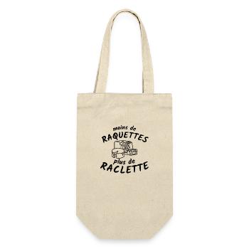 Moins de raquettes plus de raclette idée cadeau - Sac à bouteille - nature - Devant