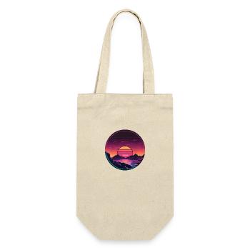 Synthwave Sunset - Geschenkbeutel für Flaschen - Natur - Vorne