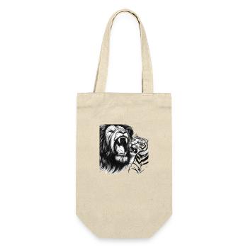 Löwe & Tiger - Geschenkbeutel für Flaschen - Natur - Vorne