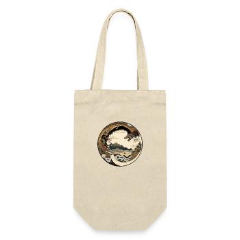 Nr. 2: Kanagawa Ukyio-e im japanischen Drachenstil - Geschenkbeutel für Flaschen - Natur - Vorne