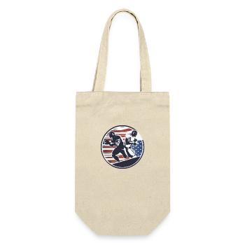 American Football - Spieler - Logo - Touchdown - Geschenkbeutel für Flaschen - Natur - Vorne