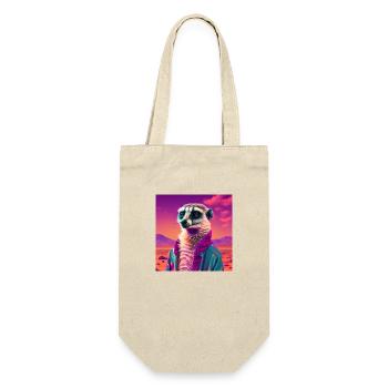 MEERKAT VAPORWAVE, MODERN ART NEON COLORS - Gift Bag for Bottles - nature - Front