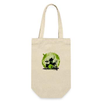 Drummer crazy green - Geschenkbeutel für Flaschen - Natur - Vorne