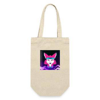 Kitsun Vaporwave Japanische Kami Vaporwave Kitsune - Geschenkbeutel für Flaschen - Natur - Vorne